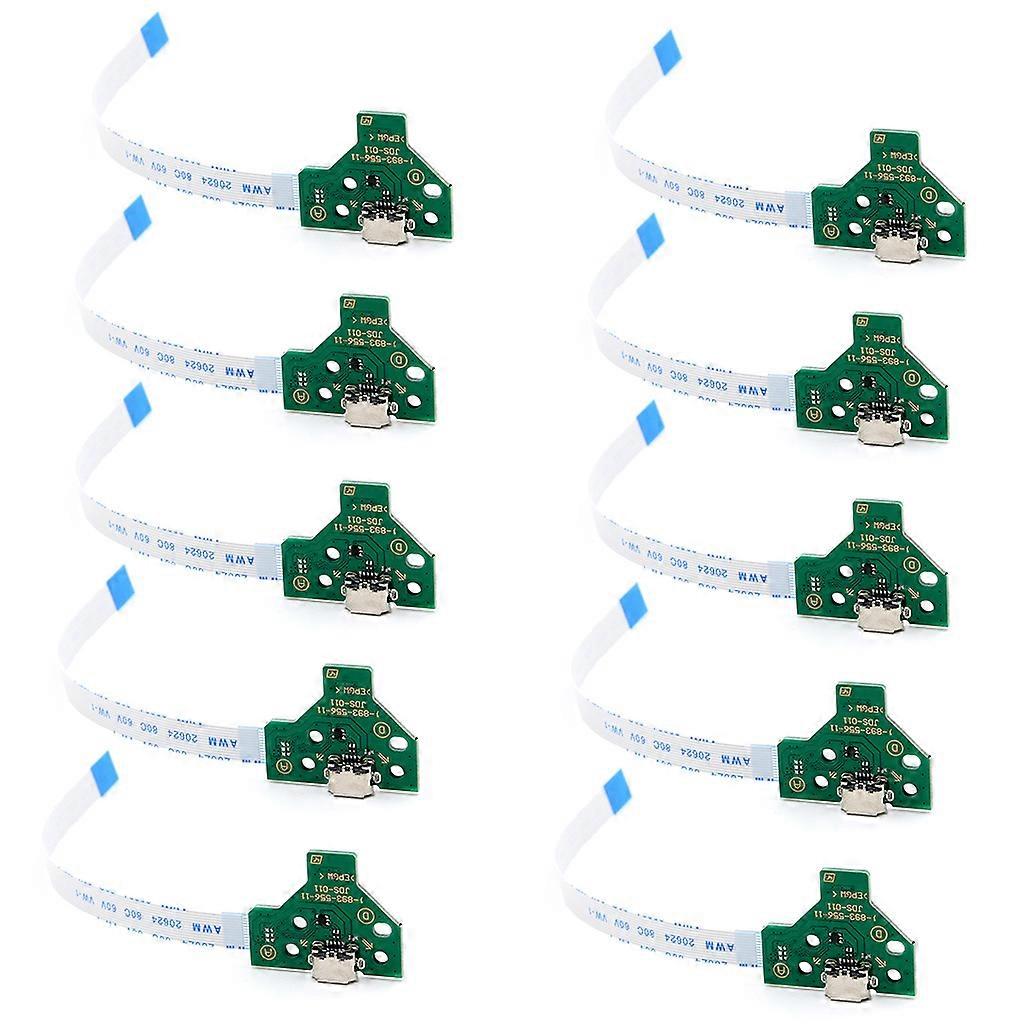 10Pcs USB Charging Port Board with 12Pin Flex Cable for P4 Game Controller