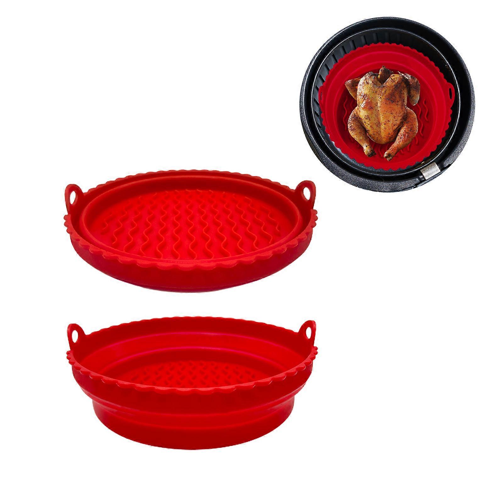 Air Fryer Silicone Pot Circular Collapsible Oven Non Stick Reusable Liners Microwavable