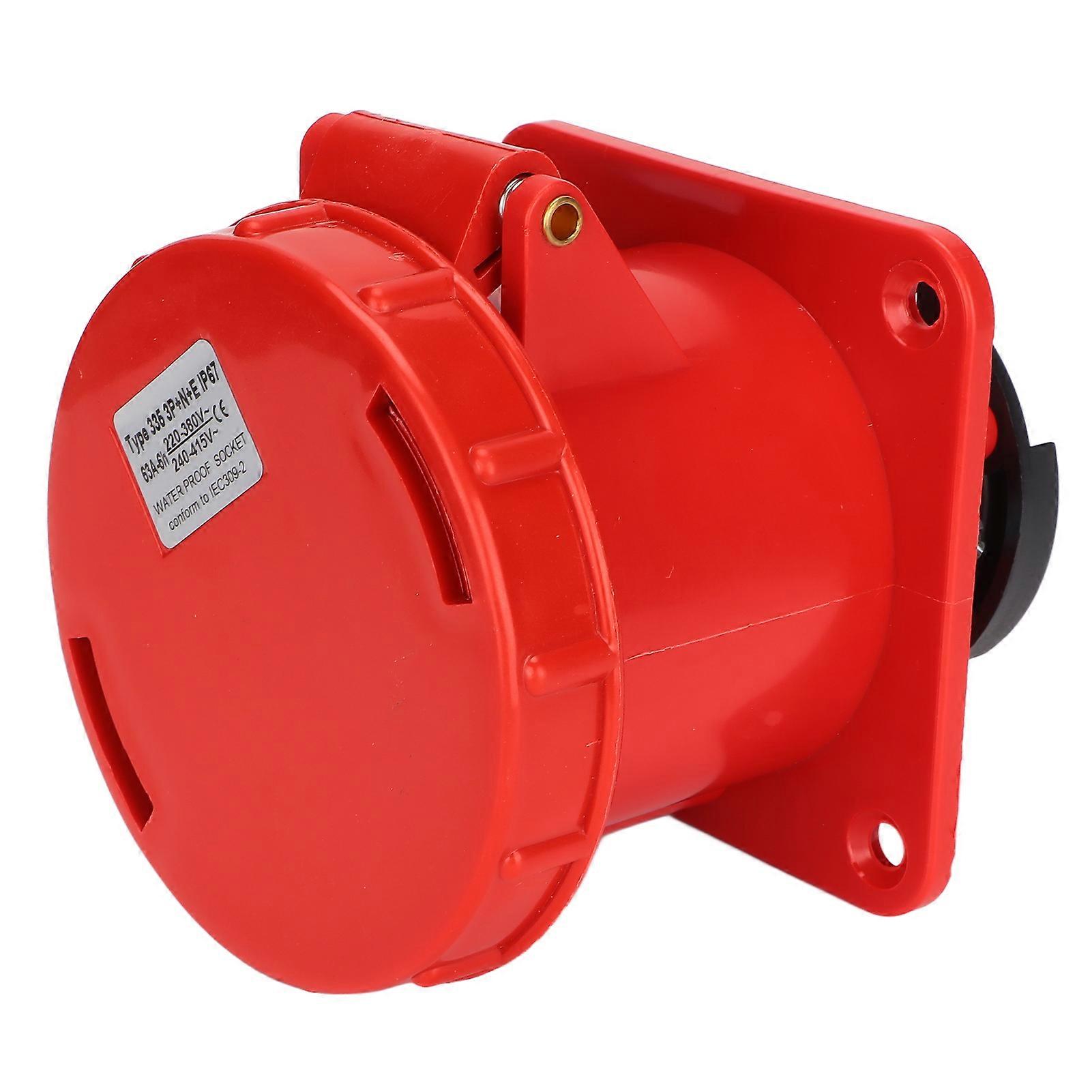 5 Pin Industrial Plug TYPE335 63A IP67 Red PC+Brass Socket