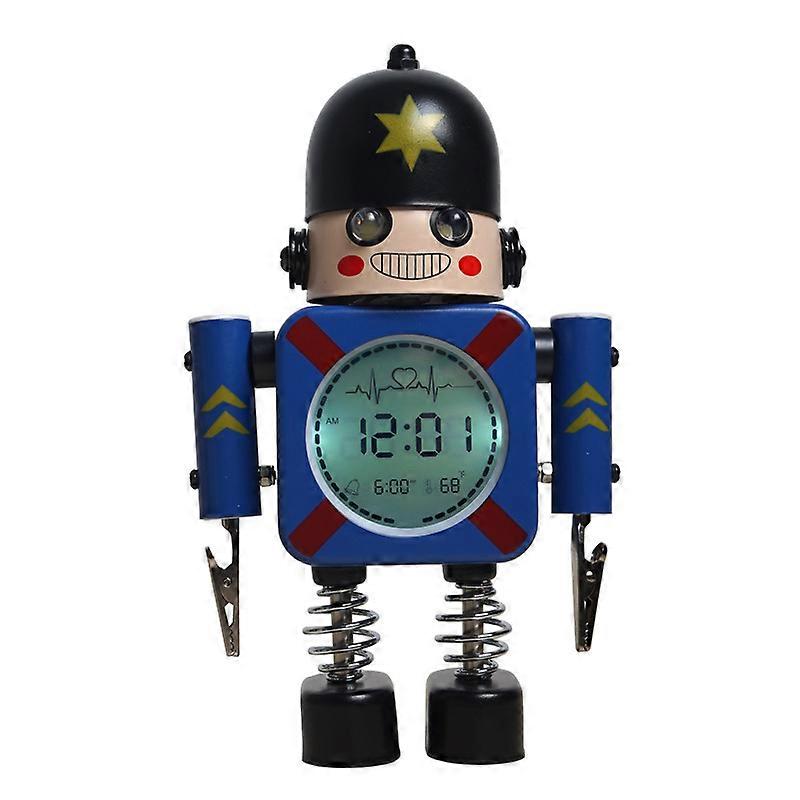 Multifunctional Metal Robot Alarm Clock Children's Cartoon Luminous Electronic Clock