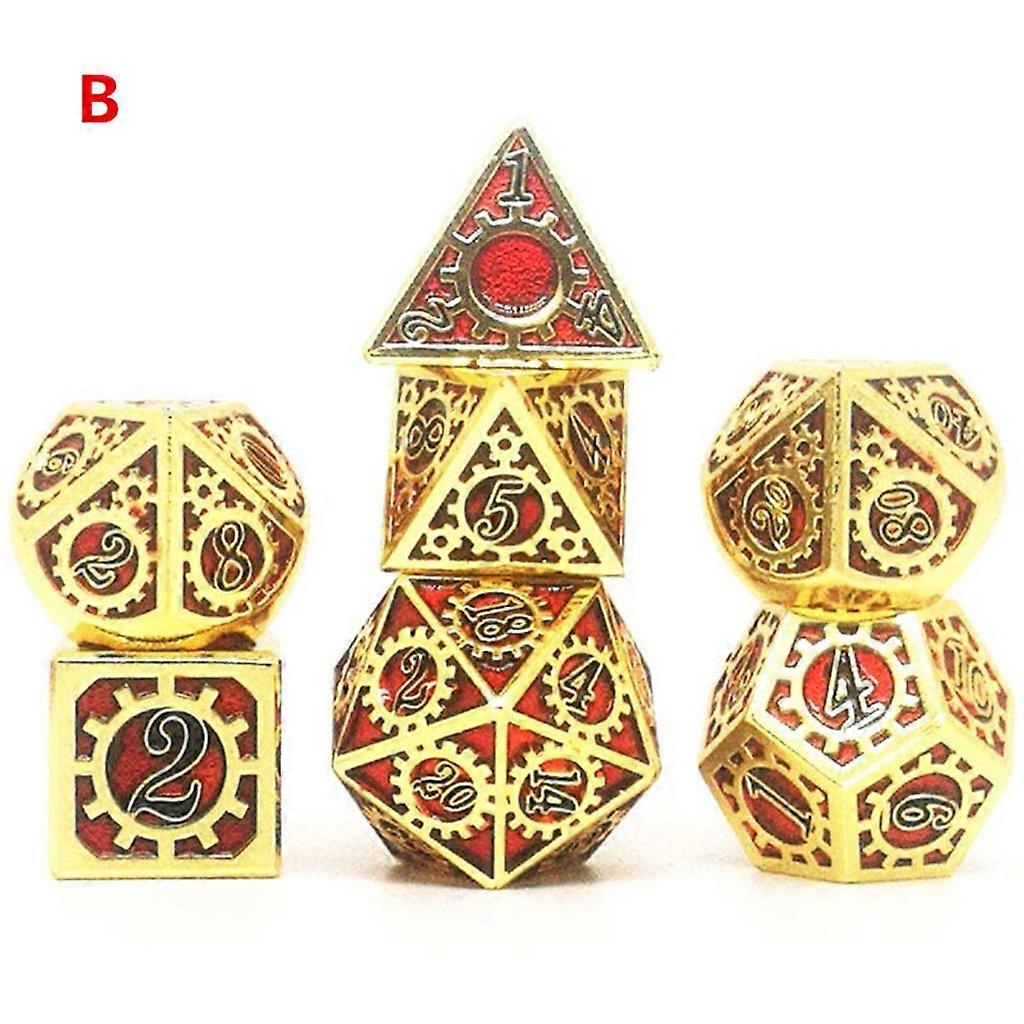 7 Pieces Zinc Alloy Metal Dice Set RPG Polyhedral Dice Easy to Read Numbers