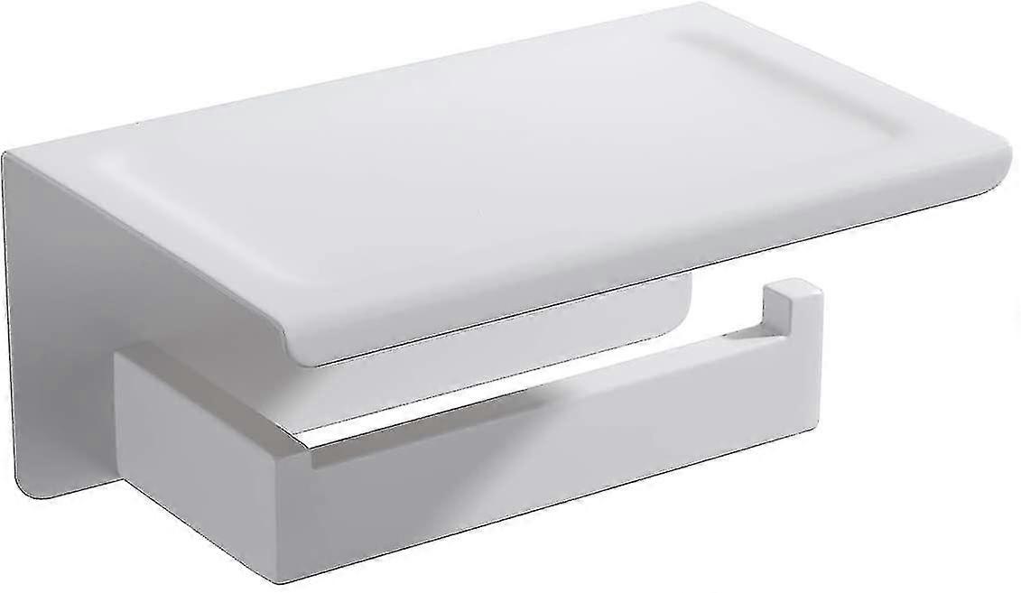 White Toilet Paper Holder With Shelf Stainless Steel Toilet Tissue ...