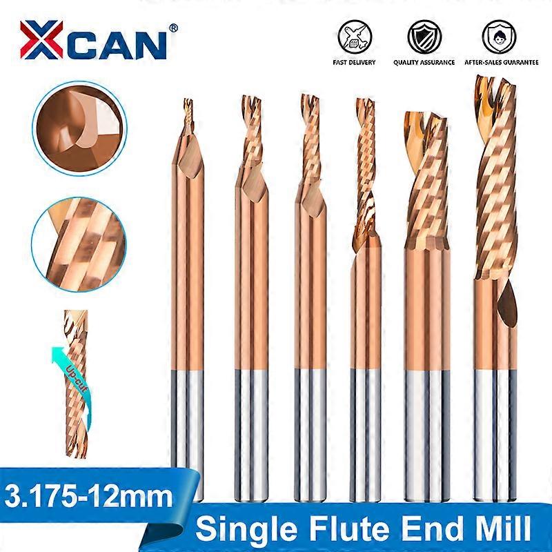 Milling Cutter 3175-12mm Shank 1 Flute Carbide End Mill TiCN Coated Spiral Router Bit For Aluminum Copper CNC Milling Tool