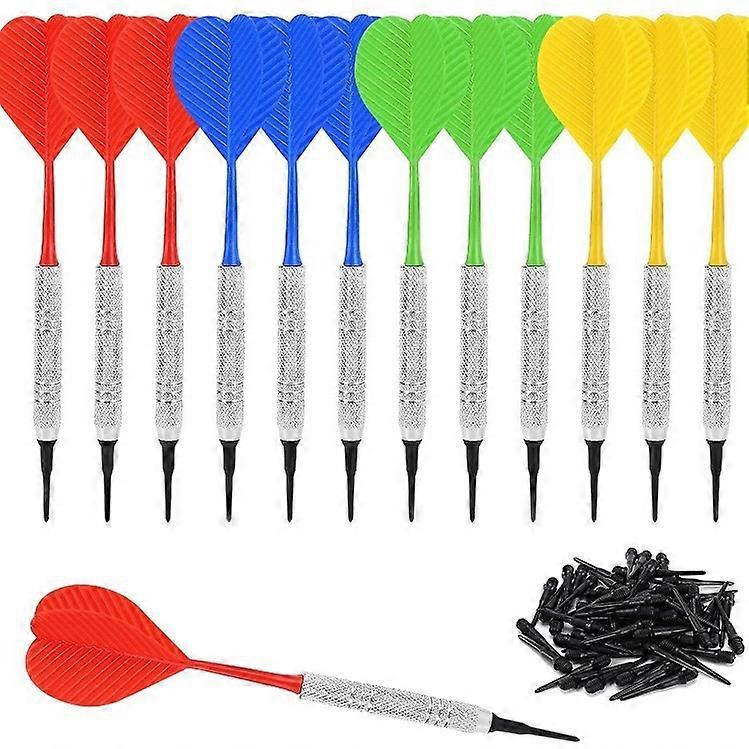 Dart Set With 100 Extra Soft Tips,safety Soft Darts(red,yellow,blue,green)(12pcs)
