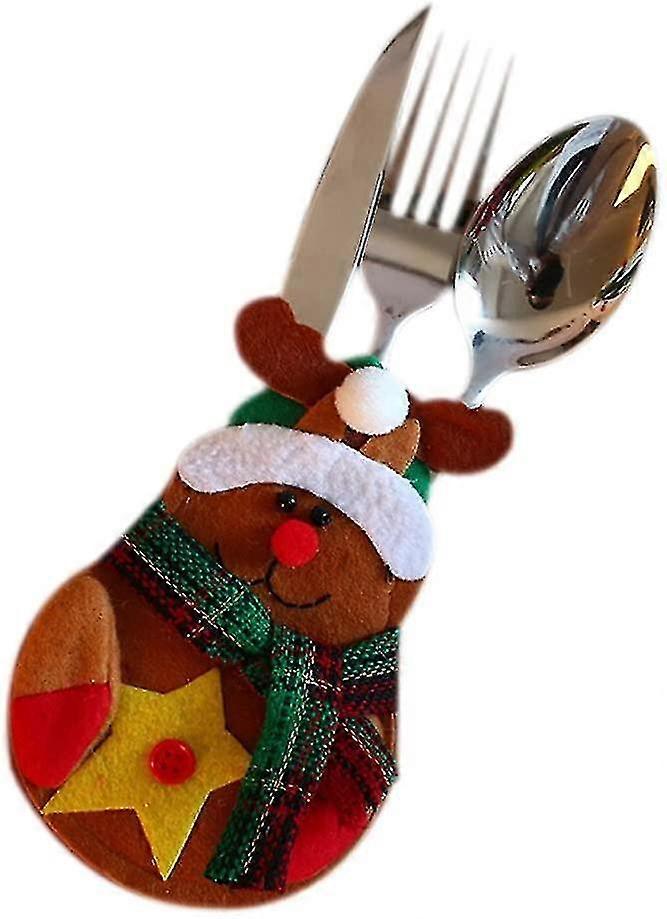 Christmas Kitchen Cutlery Elk Shaped Silverware Holders Fork Pocket Table Decoration