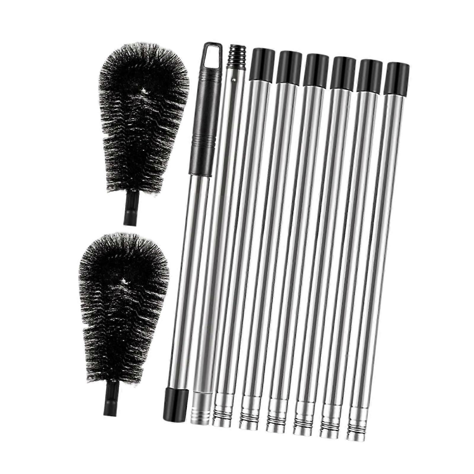 Gutter Cleaning Brush Adjustable Length 2 Brush Heads Extendable from Ground 6 sections