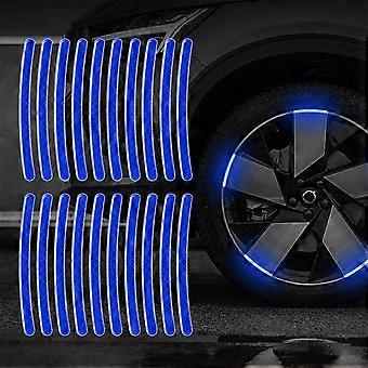 20 sztuk piasta koła samochodowego odblaskowa naklejka opona obręcz paski odblaskowe świecąca naklejka rowerowa koło jazdy samochodem na nightBlue