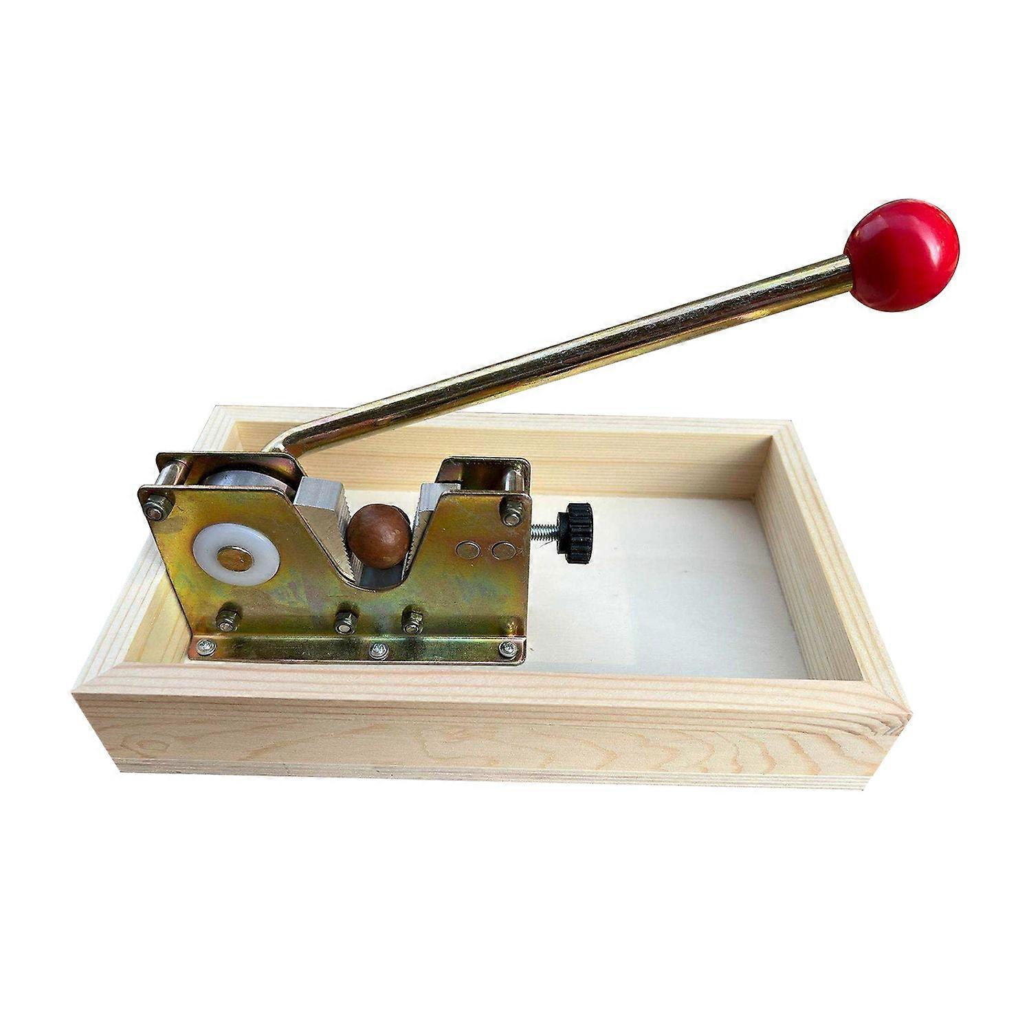 Adjustable Nut Sheller Cracker Tool with Wooden Base Plate for Walnuts Almonds Pecans Stainless
