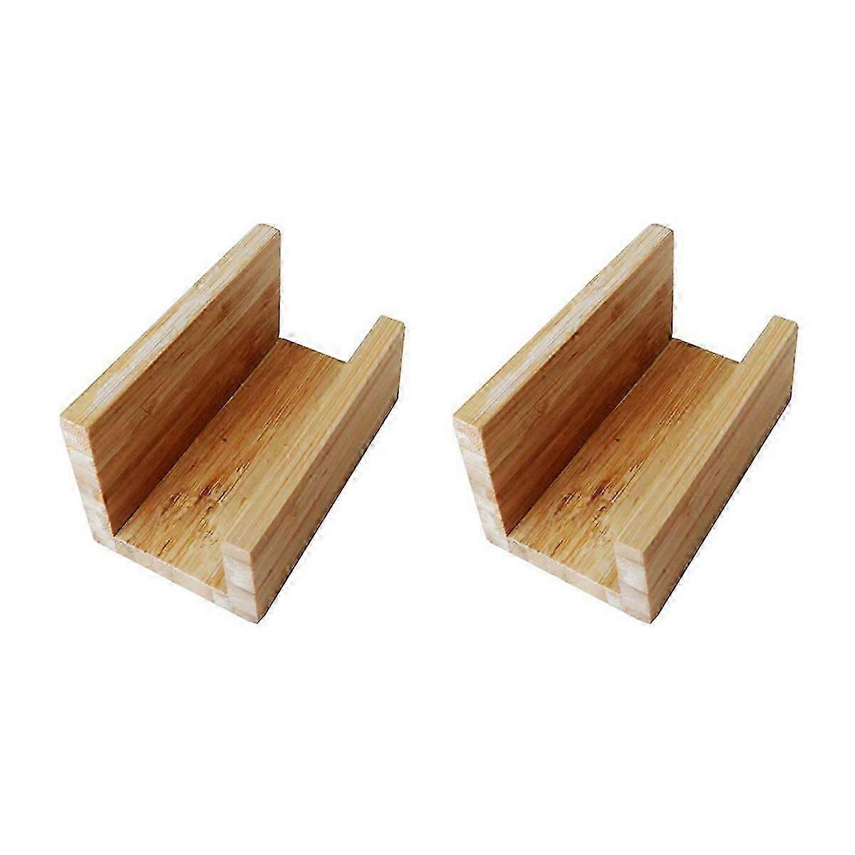 Bamboo Wood Desktop Business Card Holder Display For Desk Sturdy Business Card Stand For Office Tab
