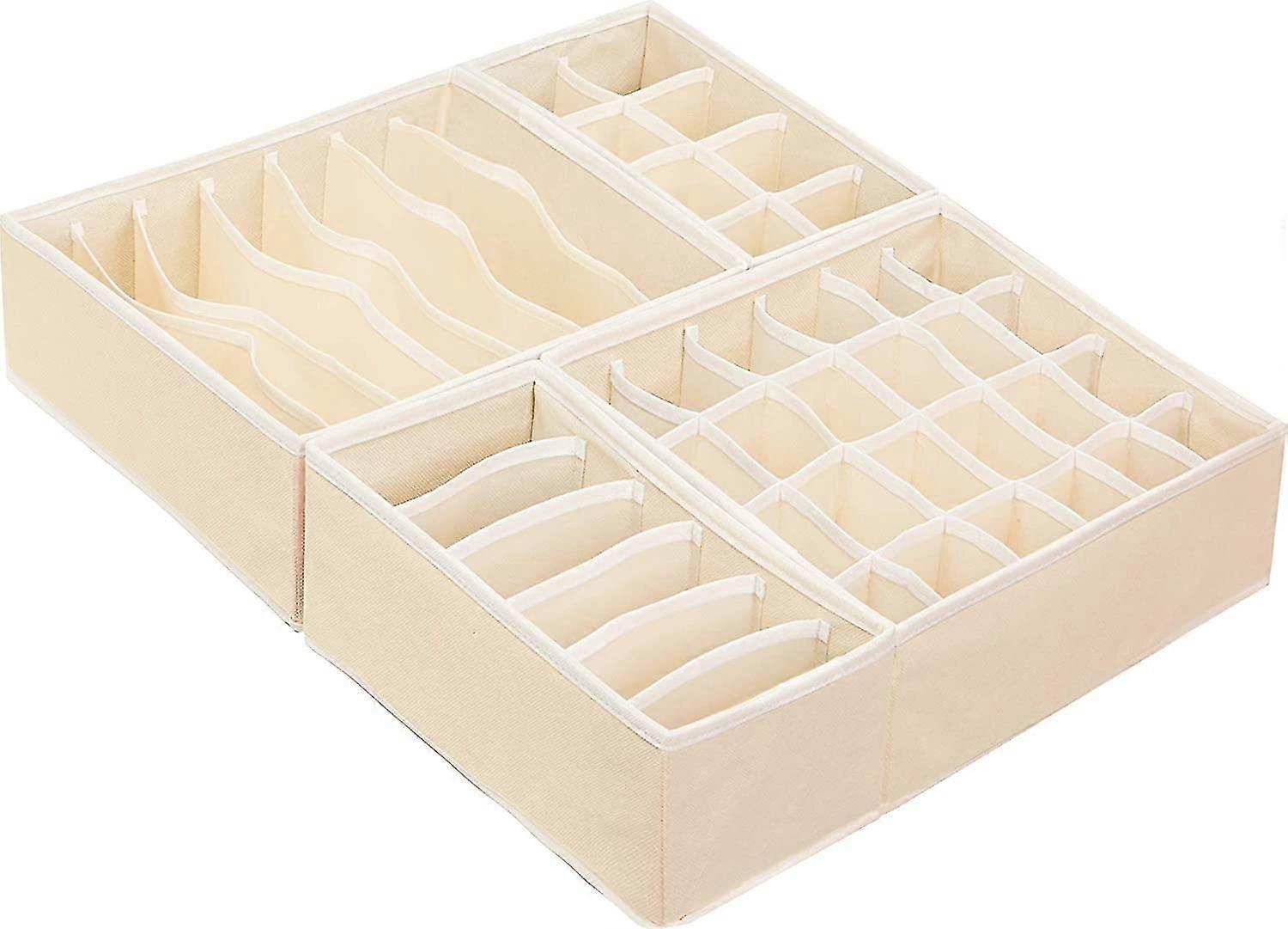 Simple Houseware Closet Underwear Organizer Drawer Divider 4 Set, Beige