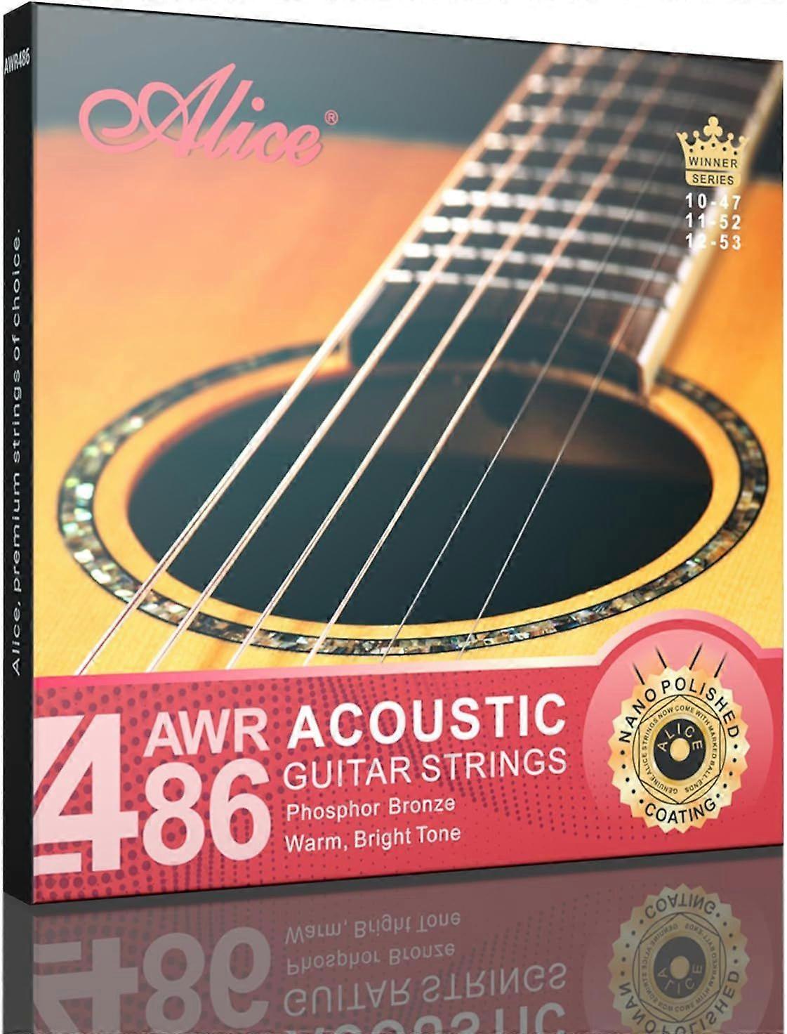 SBSGV Phosphor Bronze Acoustic Guitar Strings for 6 String Guitars, Warm & Bright, 12-53 Light Gauge, 1 Pack AWR486-L