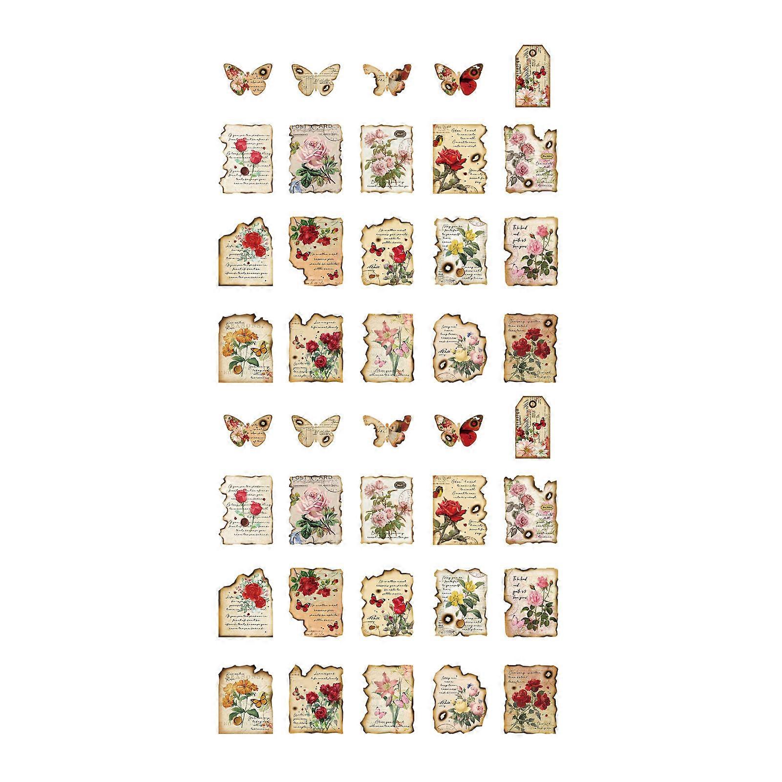 40 Sheets Vintage Clear Pattern Versatile Portable Deco Stickers for Handbook Notebook Photo Album DIY