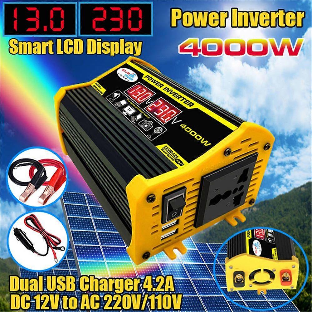 Portable Inverter Car Power Inverters DC12Volt To AC110/220Volt Transformer 4000W Modified SineWave Inverter Dual USB LED Display Auto Inverters MK678