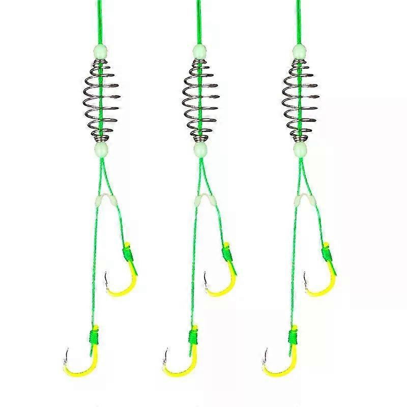Set of 5 carbon steel hooks with high strength and sharpness for sea and river fishing Number of hooks: 8 # - 13 # Fluorescent green color