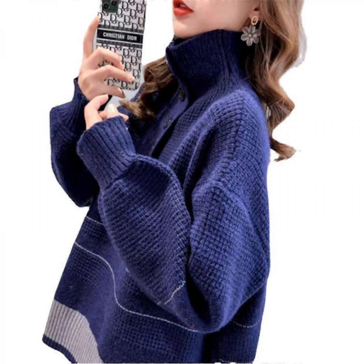 Damen Langarm Rollkragenpullover Pullover Strickpullover Casual Pullover