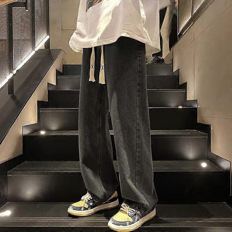 Spring Men's Casual Plus Size Elastic Waist Wide Leg Jeans