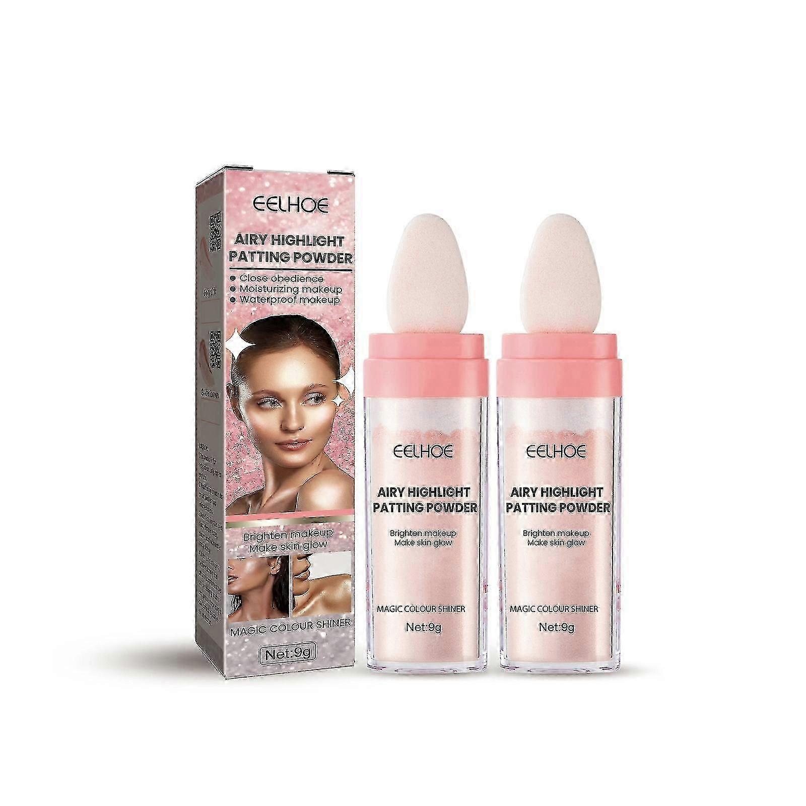 - 2er Pack Highlighter Powder Stick, luftiges Highlight Patting PowderPolvo de Hadas Body Highlighter Powder, Sparkle Patti