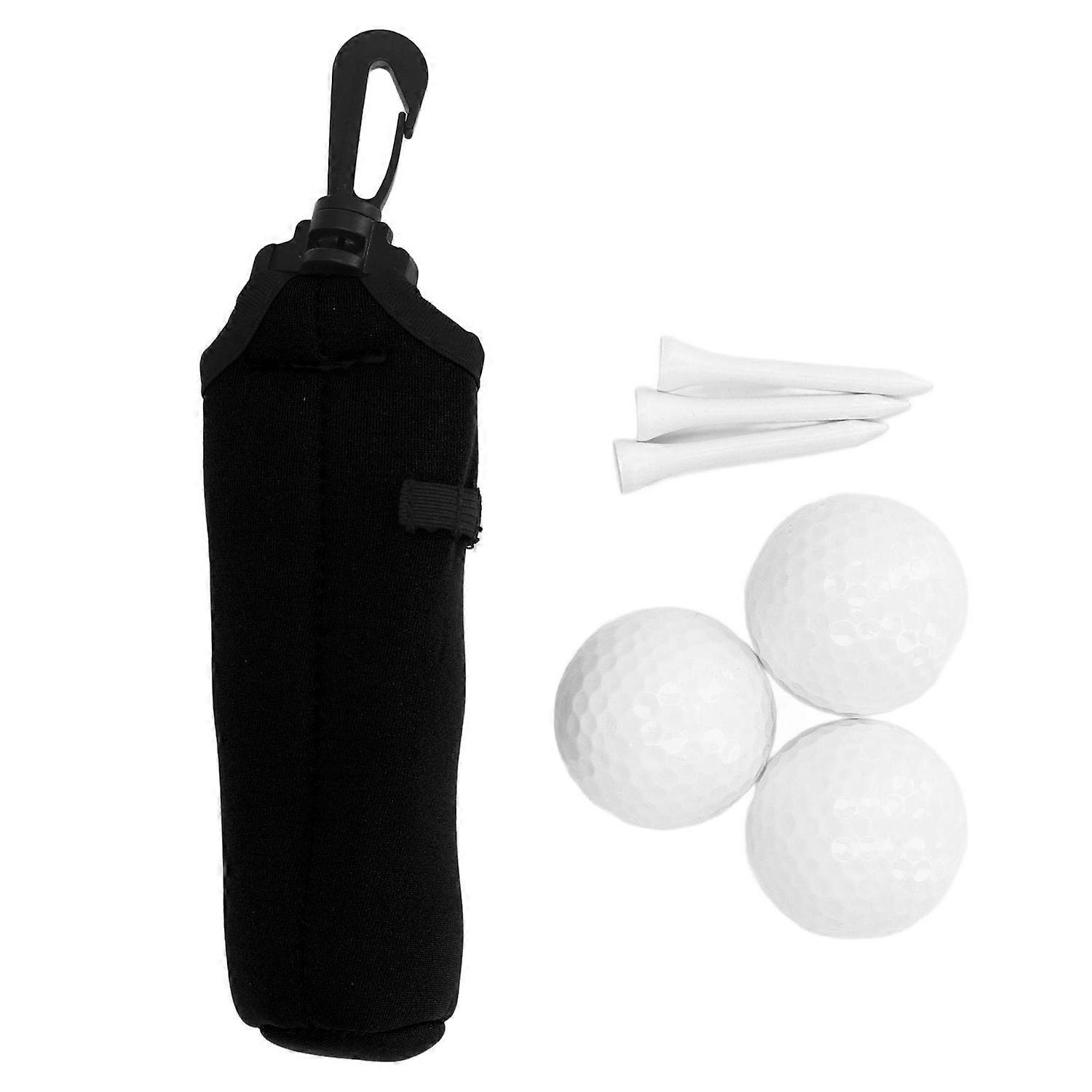 Ball Tee Holder Carry Bag Neoprene Portable Small Ball Holder Pouch with 3 Balls and 3 Tees for Men