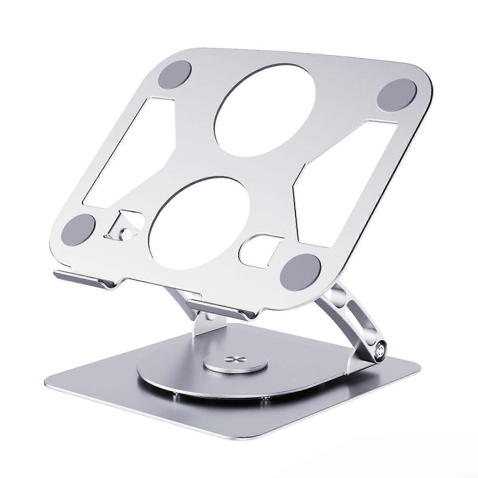Portable Laptop Stand With Hollowed Out Structure For Better Heat Dissipation Height Adjustment Double Rod Lifting Silver