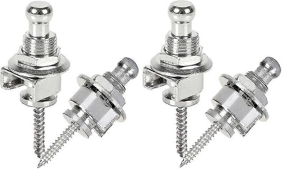 4 Pcs Locks per cinghie per chitarra, classico acustico elettrico chitarra acustica basso ukulele (argento)