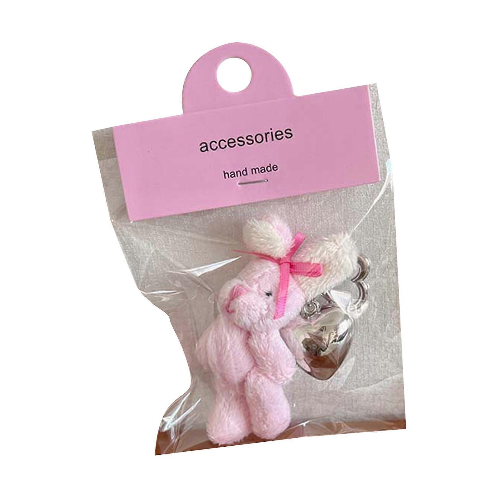 Elegant Rabbits Keychain with Heart Cartoon Bunnys Keyring Ornament Versatile Plush Animal Doll Bag Charm Accessory
