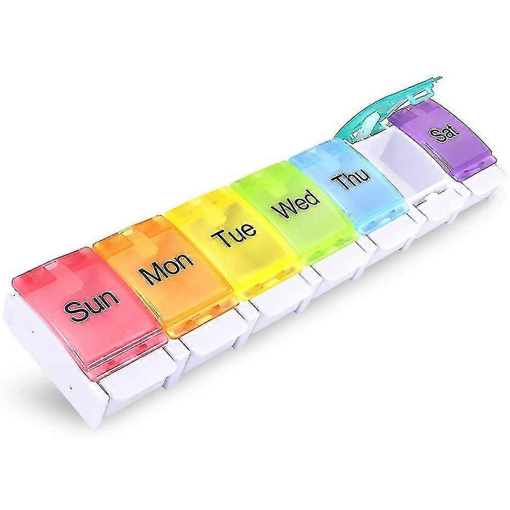 Medication Organizer, Pop-up Lids Design, Weekly Pill Box Organiser with BPA-Free Material, Delightful Colors, and Tough Labels, Ideal for Managing