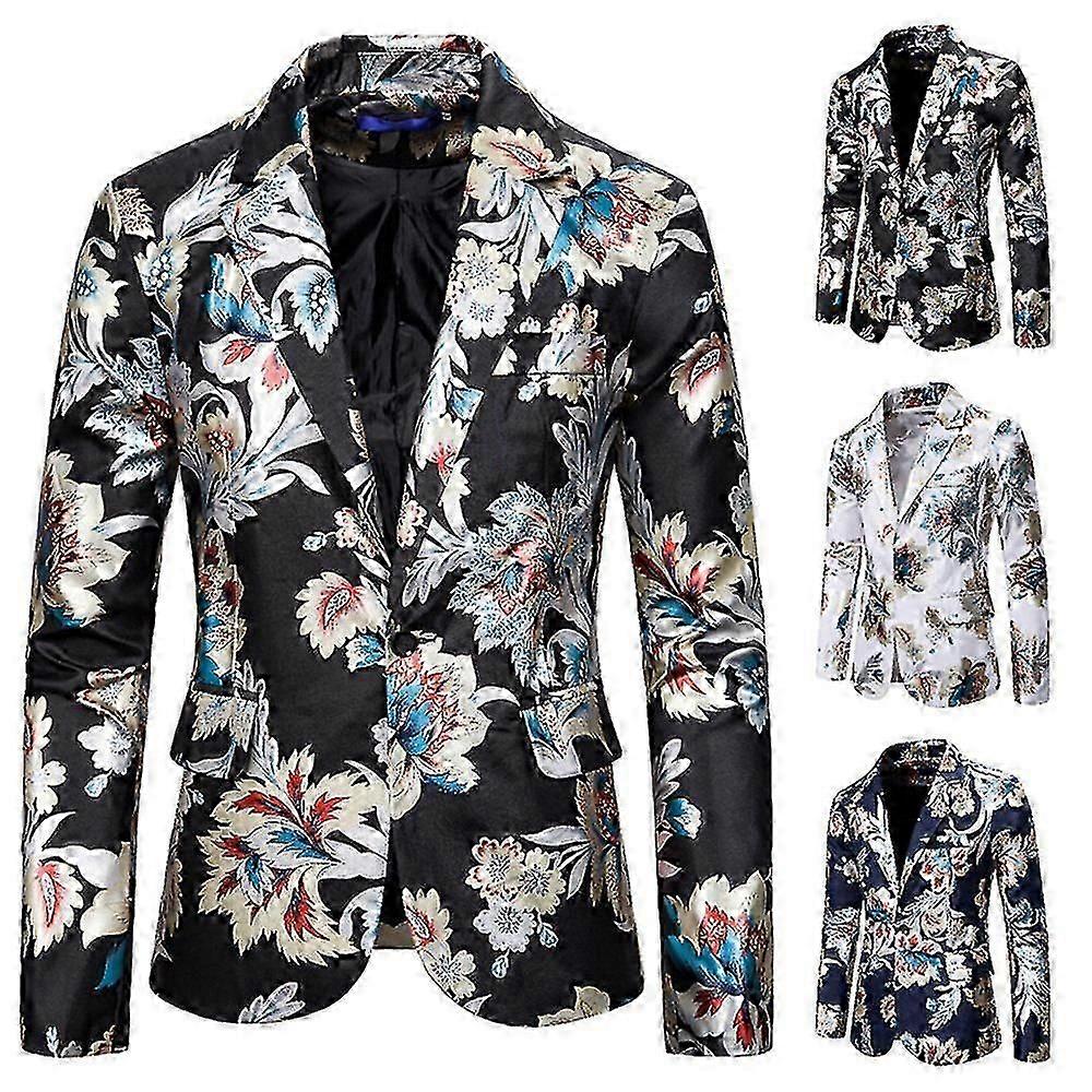 HerrenMode Blumen print Blazer One Button Prom Anzug Jacke