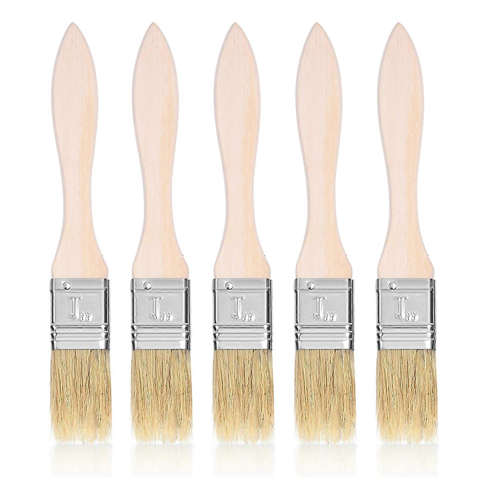 Lot de 5 brosses à huile pour barbecue, camping en plein air, barbecue, barbecue, manche en bois, accessoire