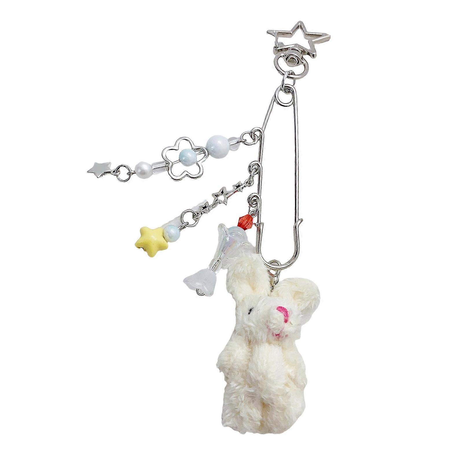 Small and Portable Rabbit Keychain Charm Pendant Craft of Acrylic and Alloy Materials for Everyday Daily Use Casual Wear Yellow