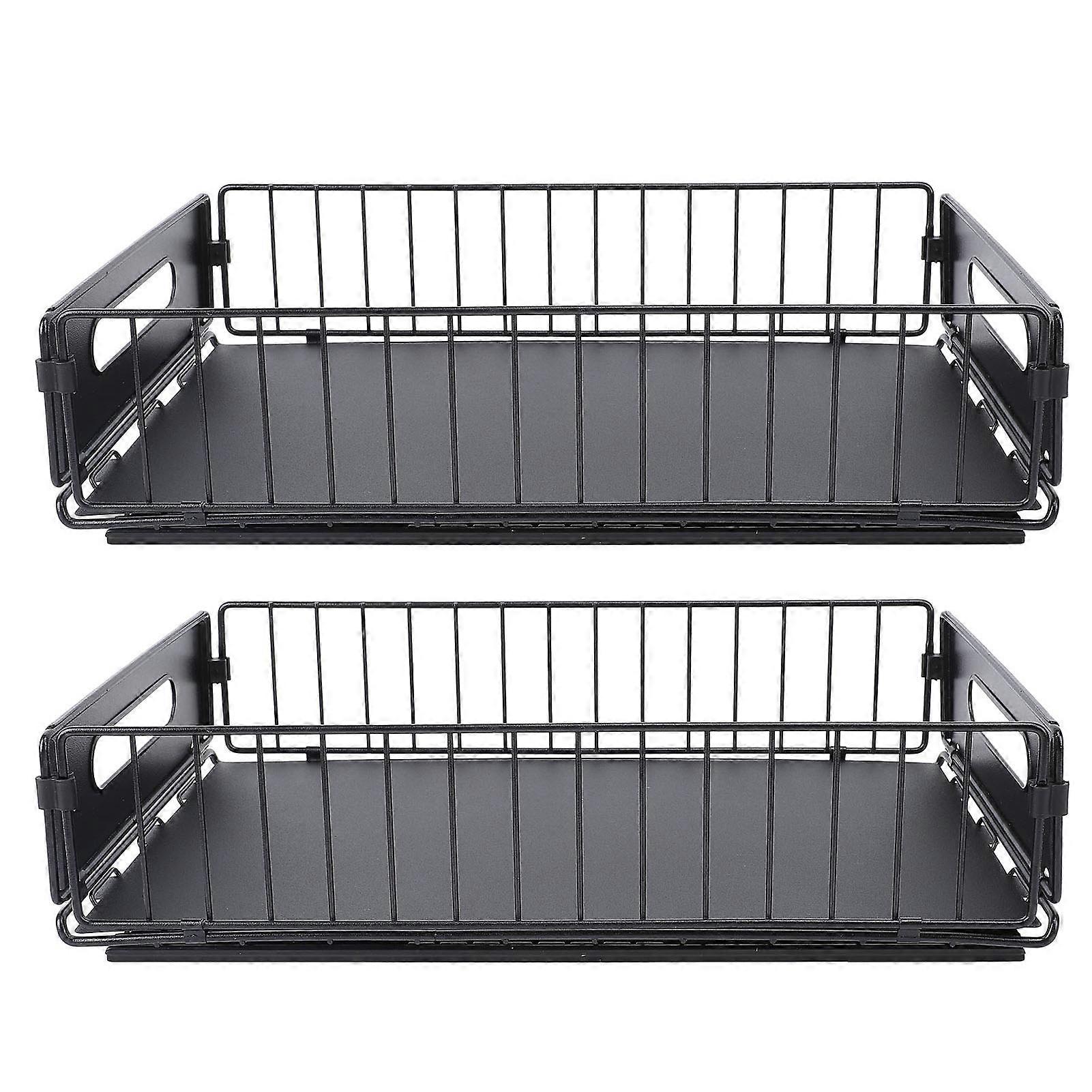 2PCS Pull Out Cabinet Organizer Metal Flexible Multifunctional Pull Out Spice Rack for Under Sink Kithen Short 