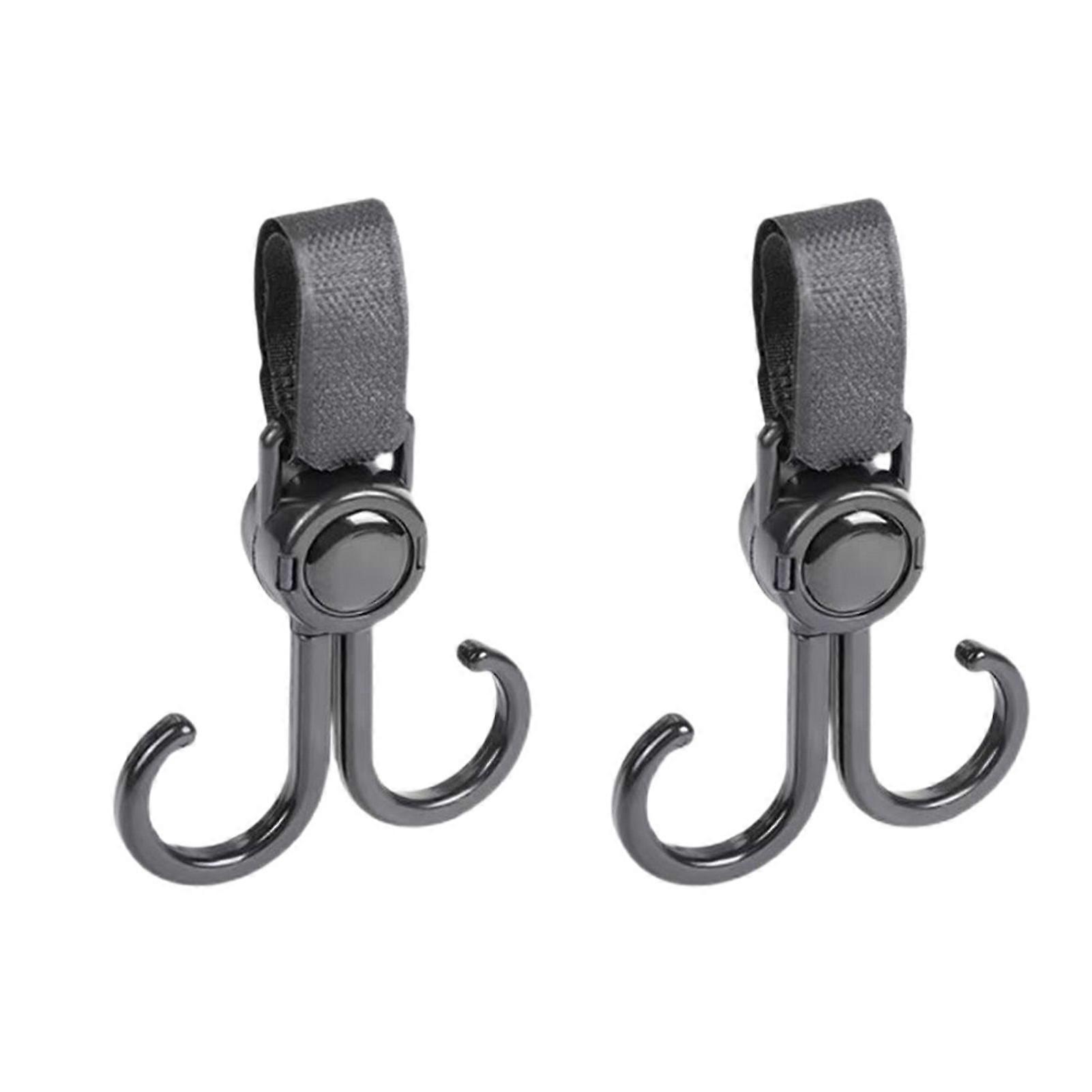 2pcs Double Stroller Swivel Hooks Multifunctional Adjustable Bicycle Stroller Hooks for Hanging Bags