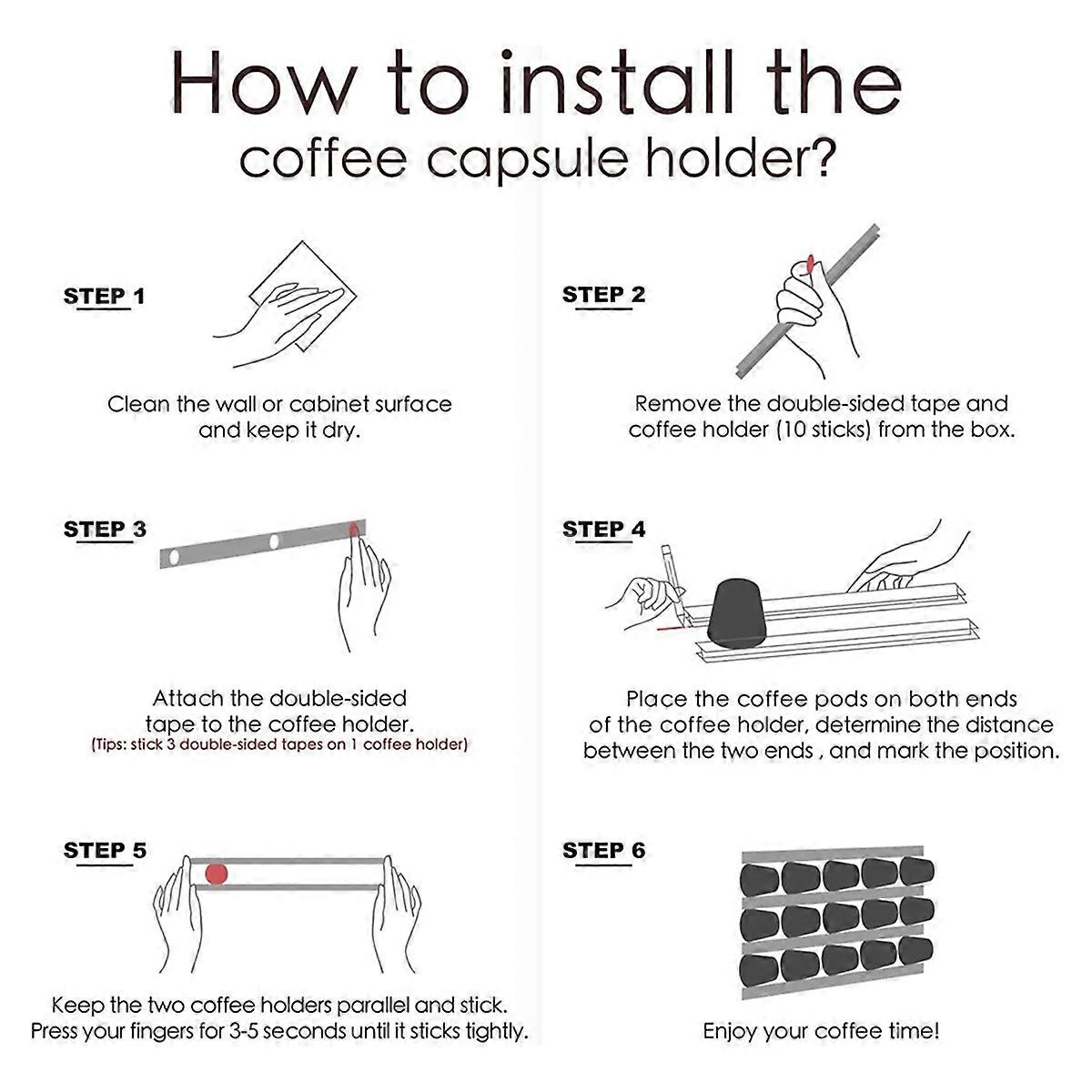 Coffee pad adhesive holder wall-mounted coffee capsule holder Black