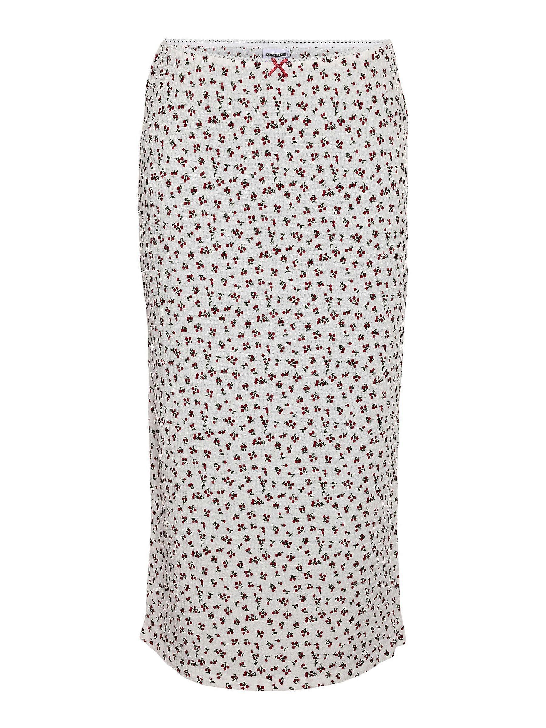 NOISY MAY Womens Patterned Skirt with Elastic Waistband and Bow
