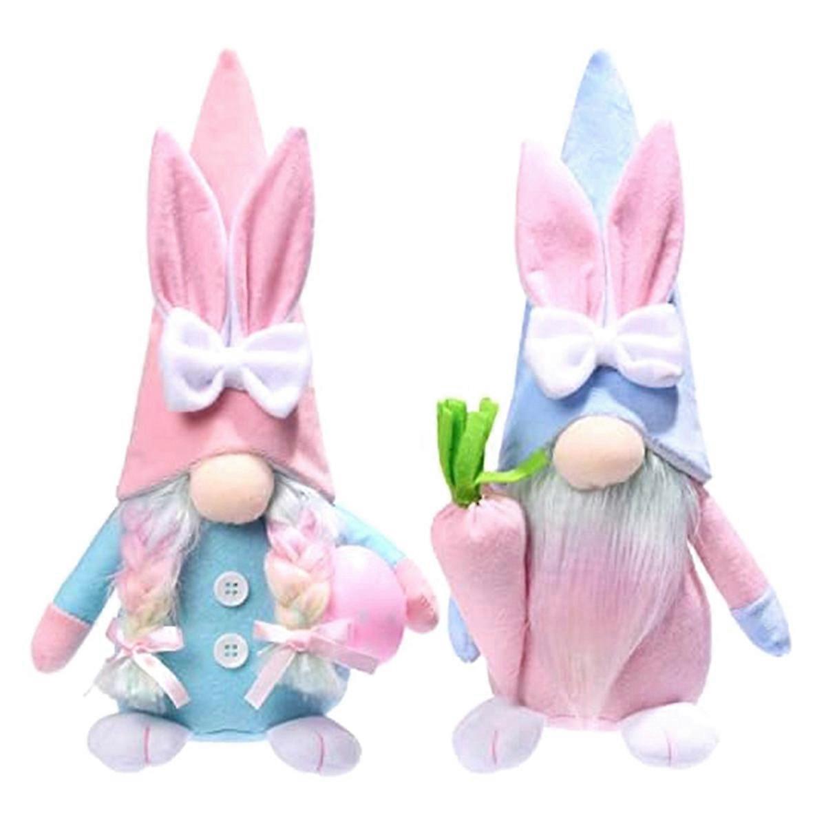 2Pcs Handmade Swedish Tomte Plush Rabbits Suitable As Easter Decor