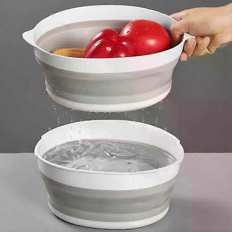 Foldable Drain Washing Basket-2 Sets Double-Layer Kitchen Storage for Fruits & Vegetables -