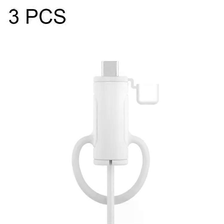 Type-C Data Cable Silicone Case-3 PCS Soft & Washable,(White)