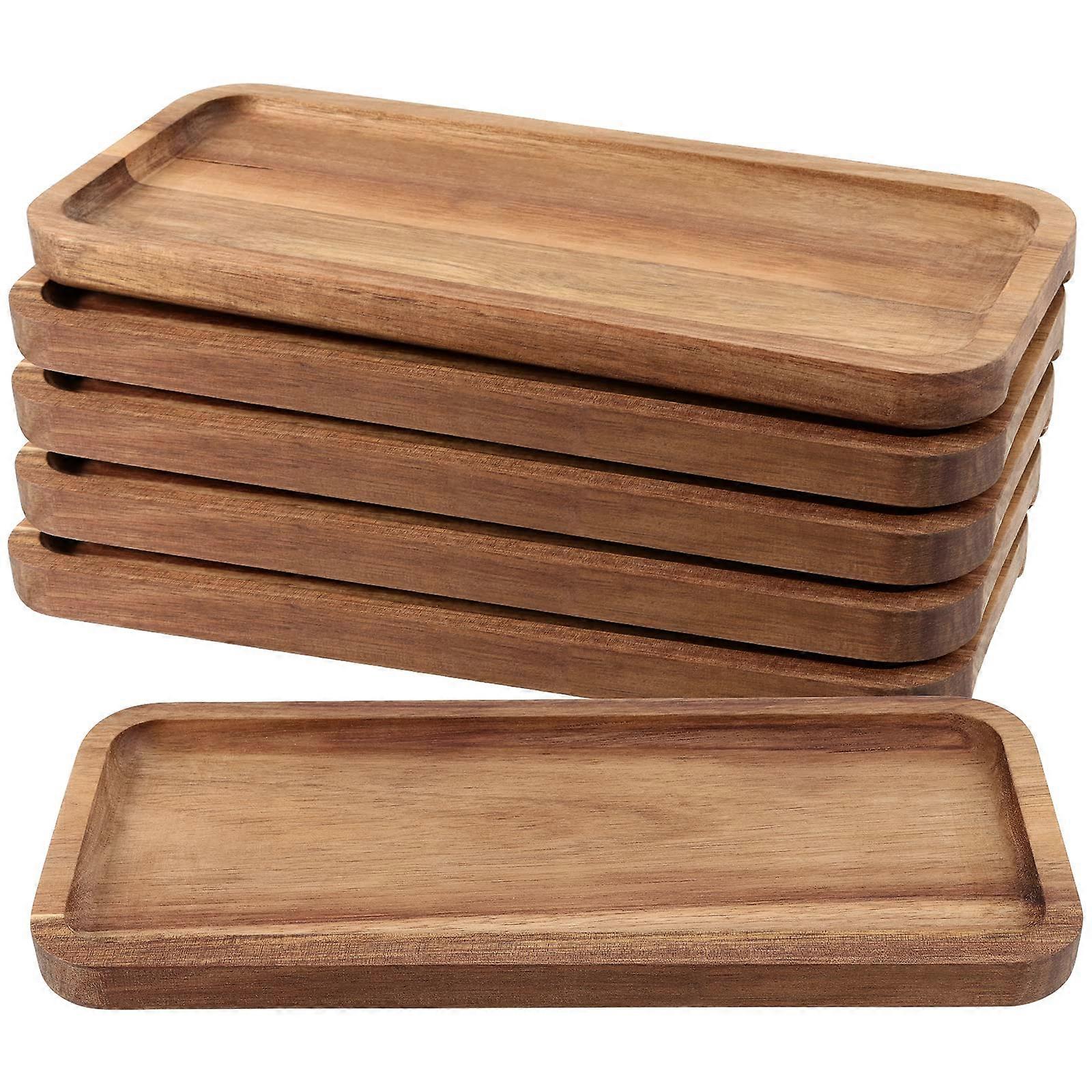 6 Set Acacia Wooden Serving Platters for Fruit and Cookie 11.8 x 5.1 Inches