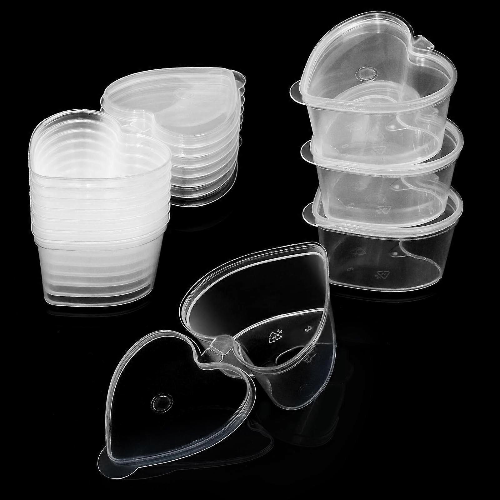50Pcs Heart Shaped Jello Shot Cups for Love Disposable Condiment Containers 1.5oz