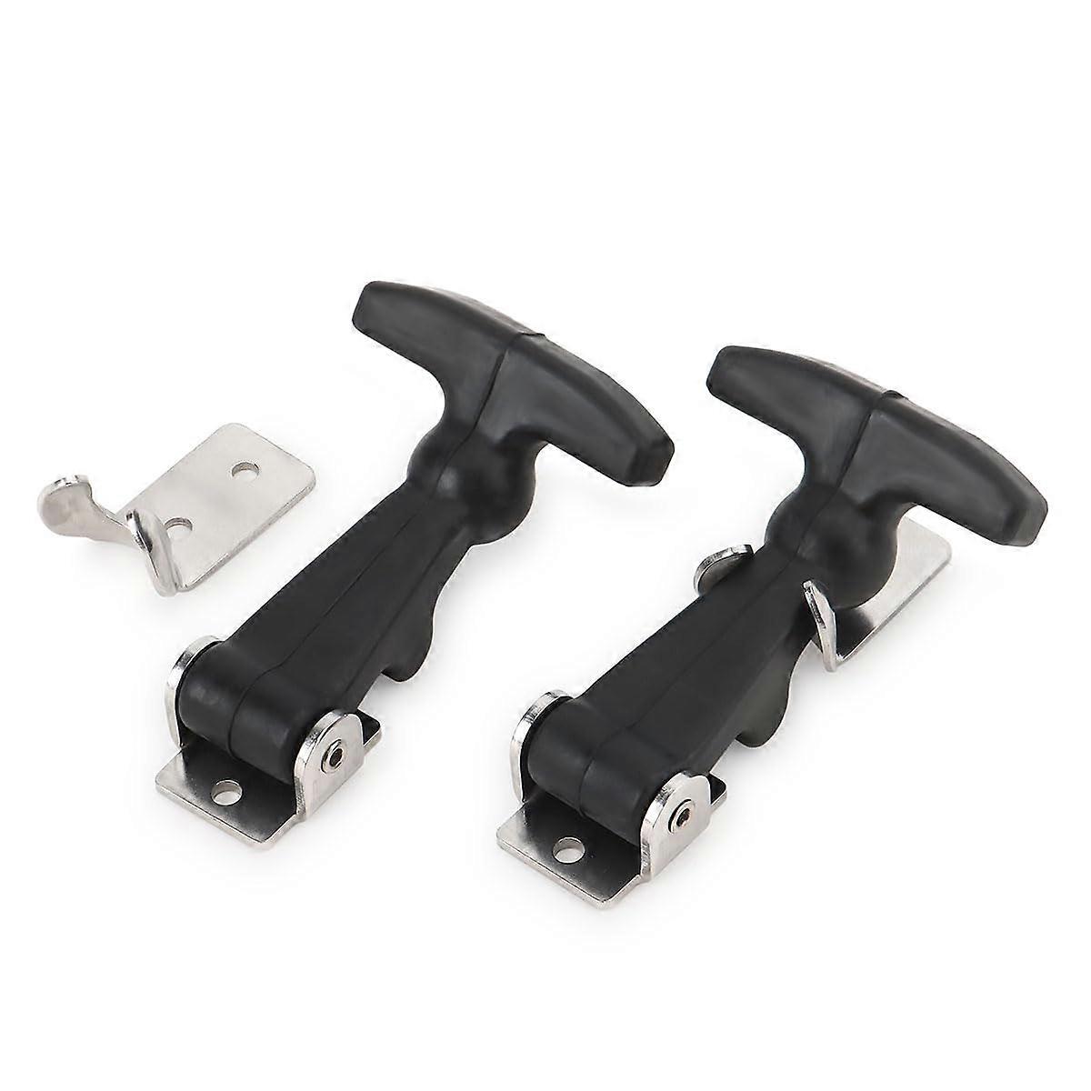 4 Packs Flexible Rubber Stainless Steel Draw Latches with Brackets, Elastic Rubber T-Handle Hasp Latch for Tool Cabinet