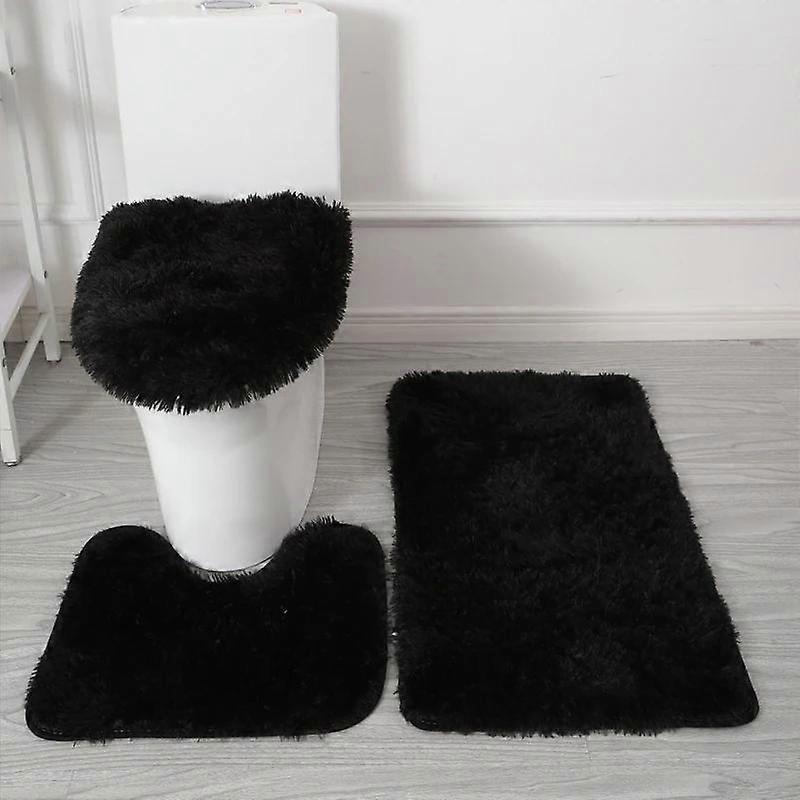 3PCS/set Solid Color Home Carpets Toilet Lid Cover Rugs Kit Non-slip Foot Mat for Bathroom Floor Bath Rug Foot Mat