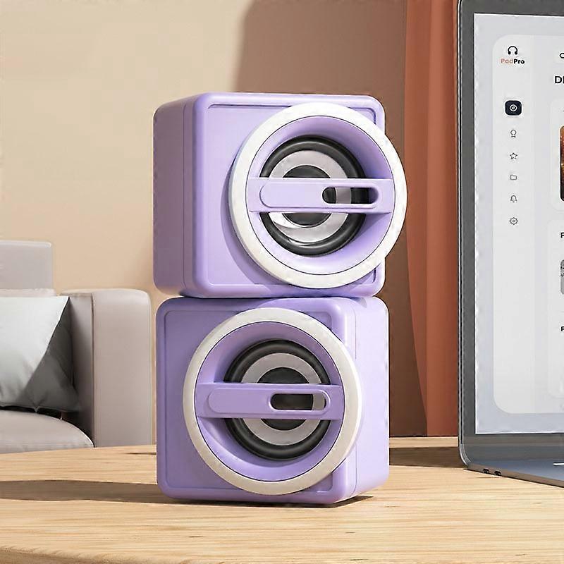 K1 Mini Desktop Computer Wired Speakers USB Subwoofer Speaker Light Edition Purple