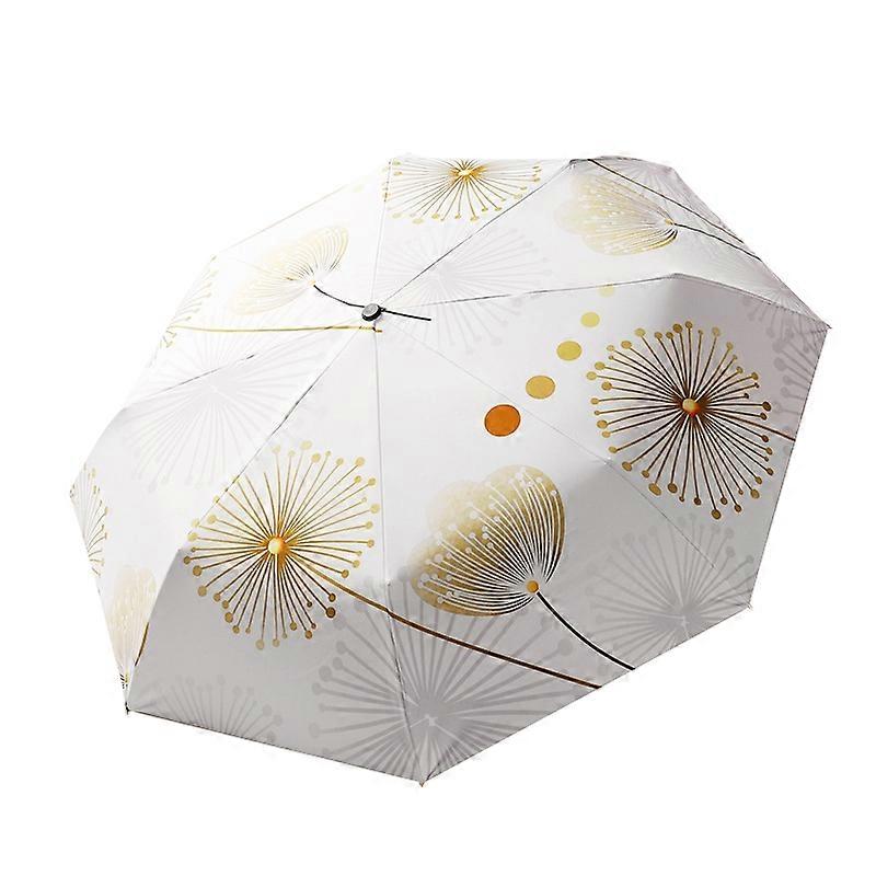 Small Fresh Automatic Umbrella Gold Glue Fabric Tri-fold Parasol