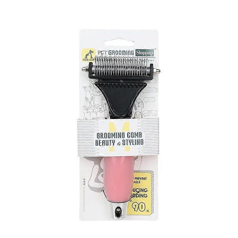 2in1 Dematting Grooming Comb for Pets, Pink, Double-Sided Dog Cat Brush, Durable, Ergonomic Design, Effective De-Shedding Tool