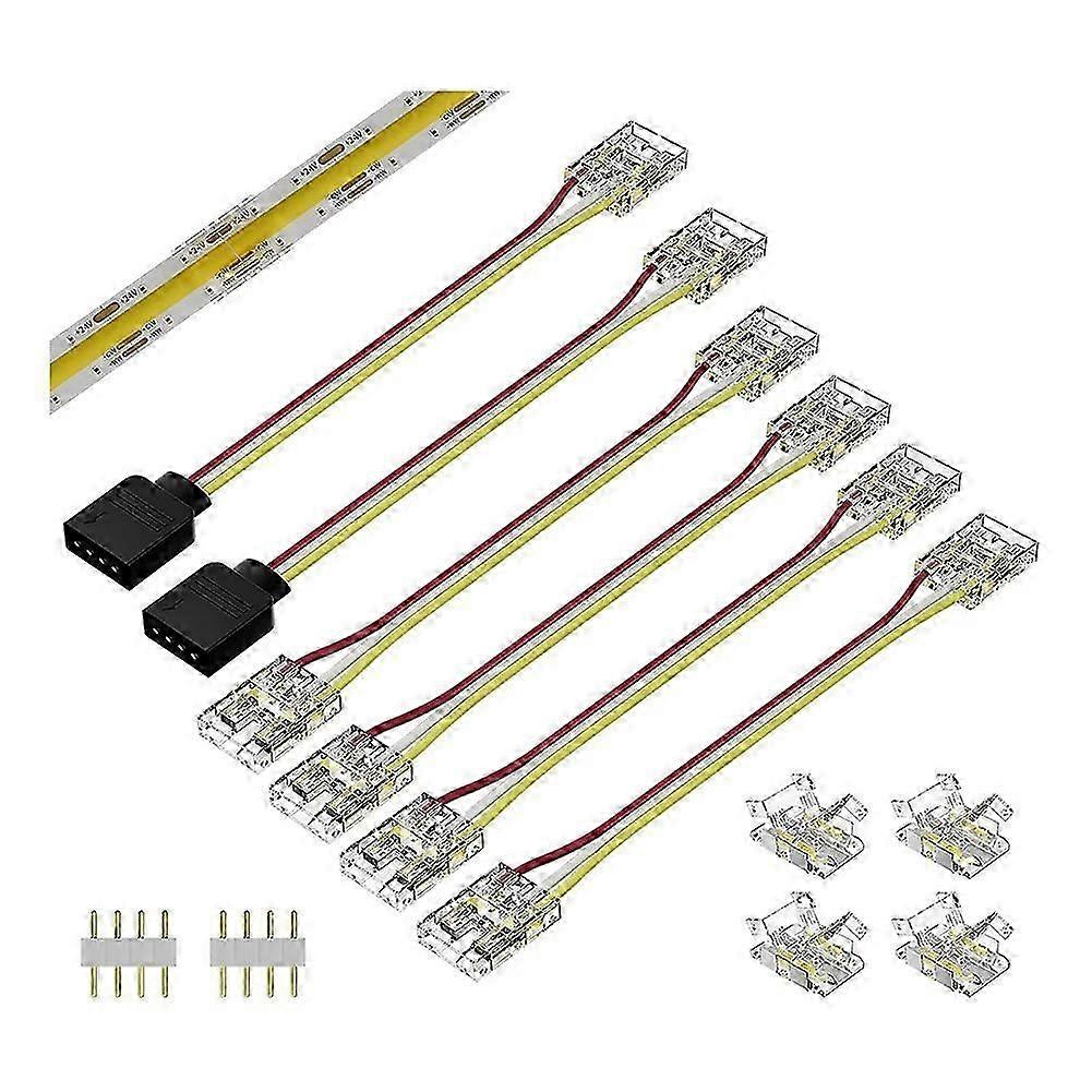 10mm Connectors for CCT Tunable COB LED Strip Light 3 Pin Solderless Terminal Extension Connection