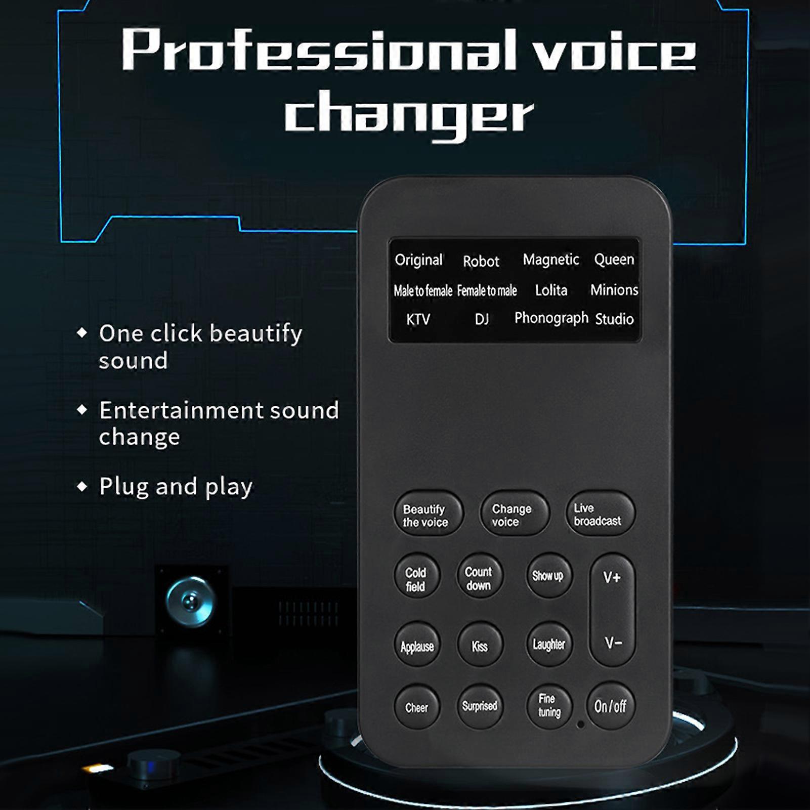 Mini Voice Machine o Card Changer Plug & Play 8 Sound Effects Live Streaming Online Chatting Singing for Smartphone Tablet PC