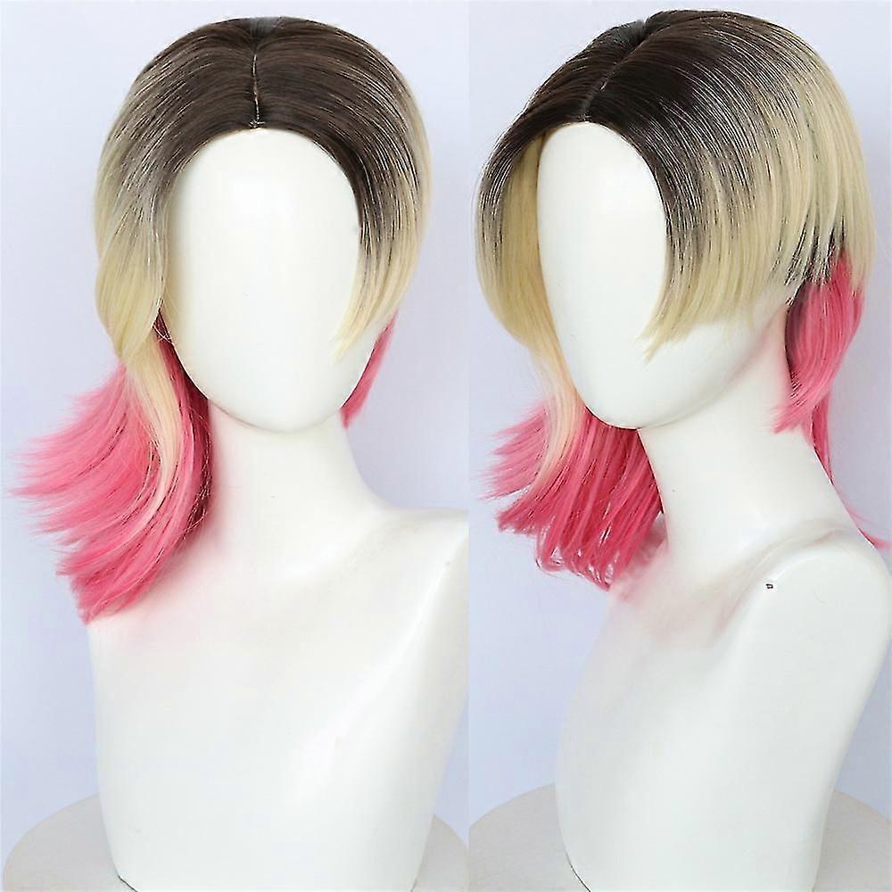 Spider Woman Cosplay Full Wig Movie Spider Gwen Short Curly Wigs With Middle Parting Synthetic Hair Halloween Party Costume Props