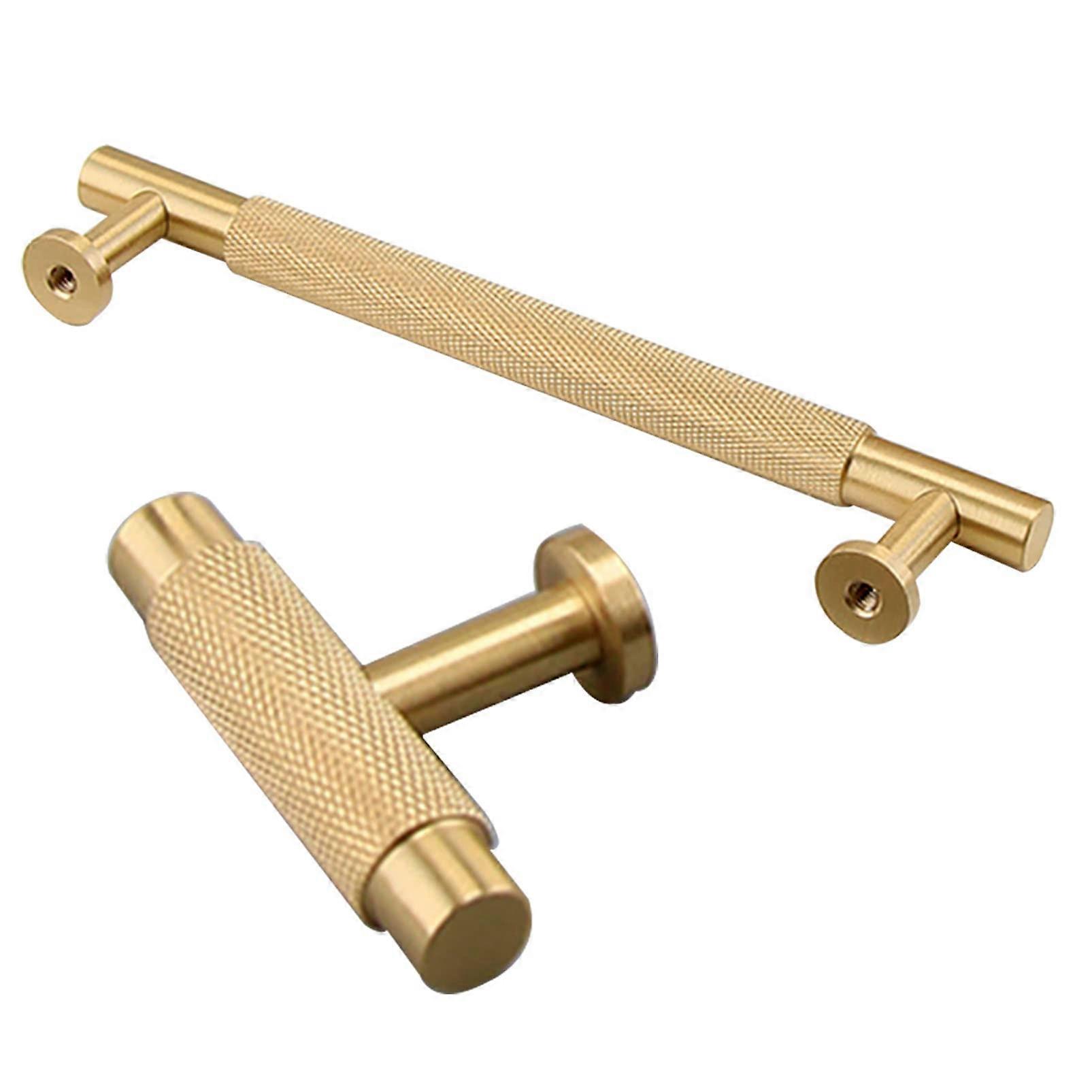 2 Pack Drawer Pull, Solid Brass Furniture Door Handles, Gold Modern Solid T Bar Cabinet Knobs
