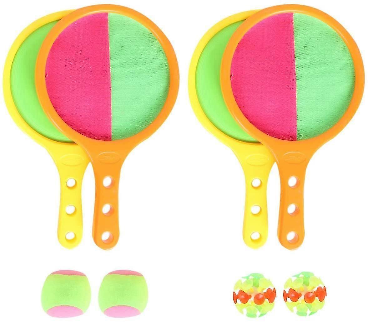 2 Sets Paddle Toss and Catch Ball Set Disc Paddles and Toss Ball Sports Interactive Game for Adults Kids(Random Color) well