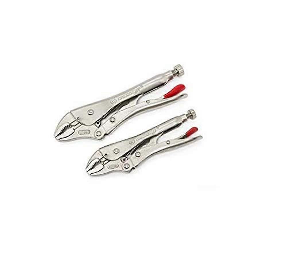 Curved Jaw Locking Pliers Set with Wire Cutter - 7 Inch & 10 Inch - Heavy Duty Mechanic Tool for Nuts, Bolts, Cables, Wires