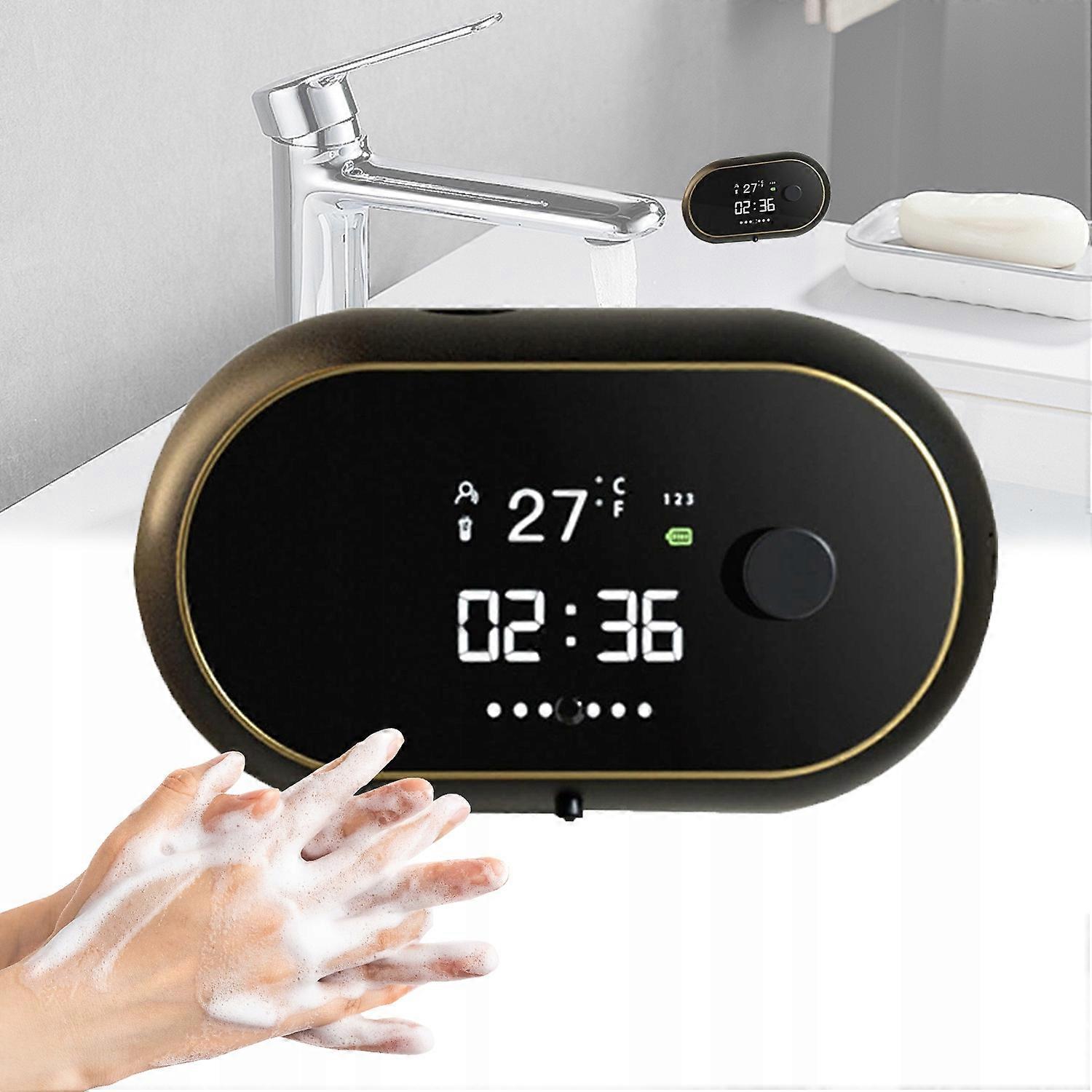 Premium Automatic Foam Dispenser Clock Usb Rechargeable Temperature -black